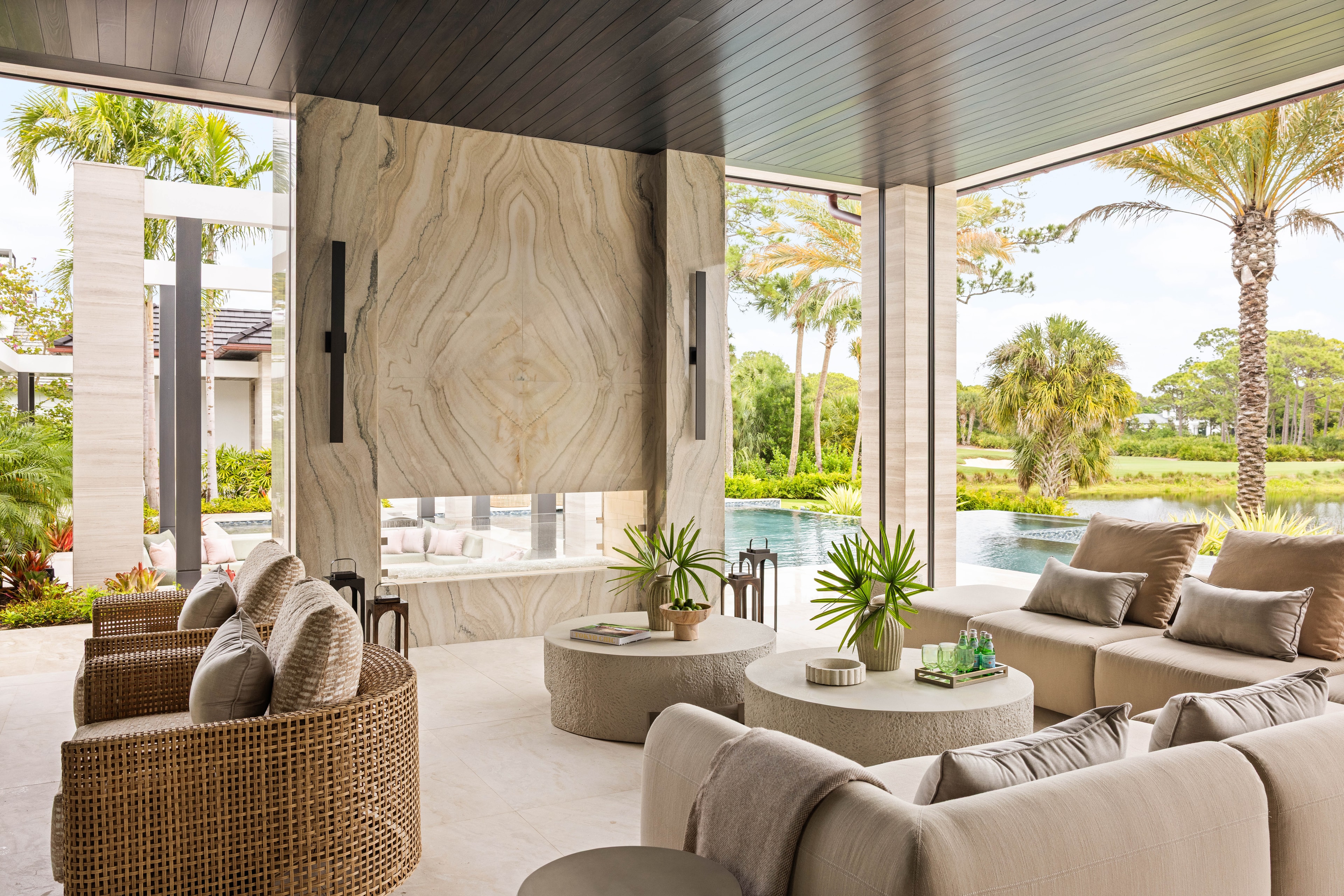 Luxury waterfront living room interior