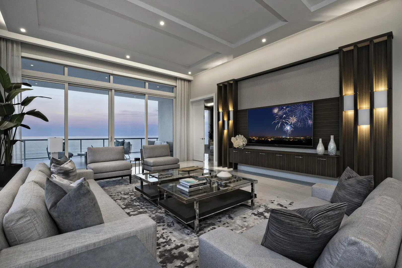 A living room with couches and tables in it