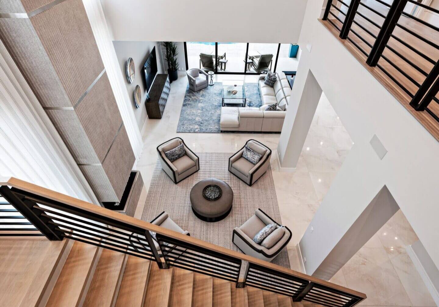 A view of the top floor from above.