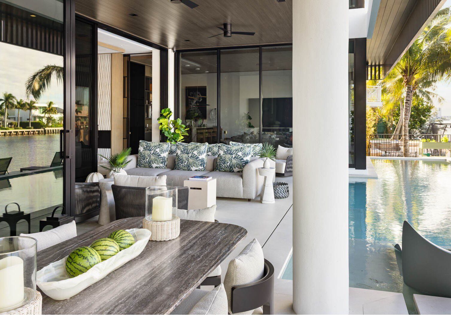 Luxurious villa with a pool in the background